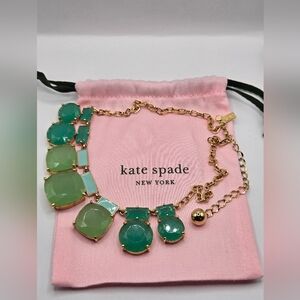 Kate Spade Shades Of Green Cabochons Statement Chocket/necklace, In Gold Tone